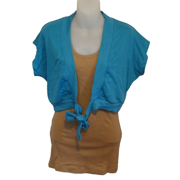 Victoria's Secret Tee Shop Short Sleeve Cropped Wrap Size Large ~ Blue - Picture 1 of 9